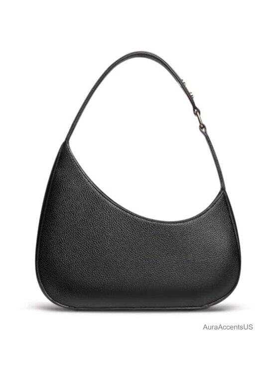 Handbags - PU Leather Crescent Shoulder Bag with Zipper, Mini Handbag